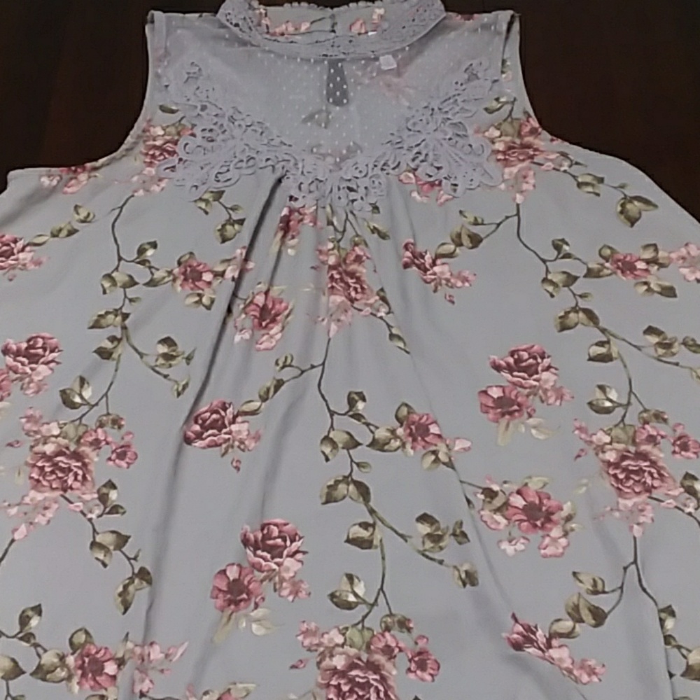 High Neck Floral Blouse